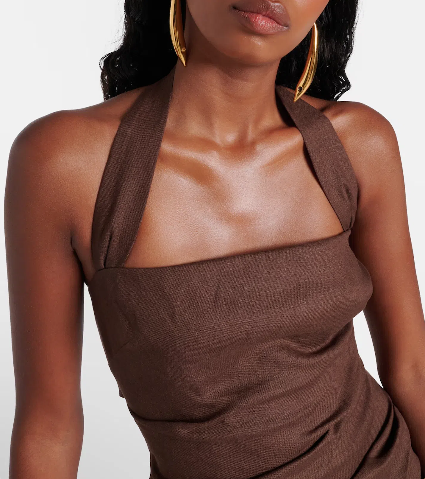 sir brown halter dress TONI - Satin halter-neck mini dress main image 1