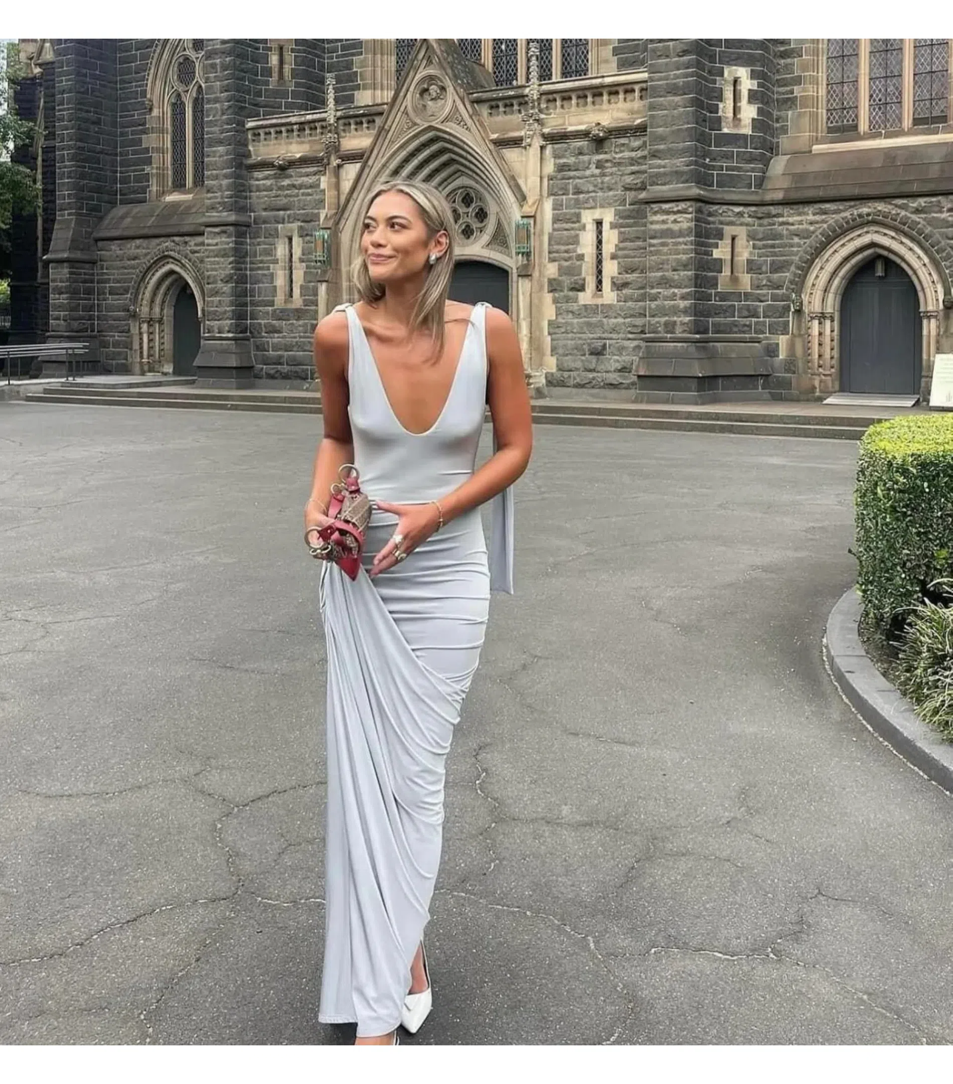 Paris Georgia Ballerina Draped Dress Cloud Grey Size S / AU 8 | The Volte