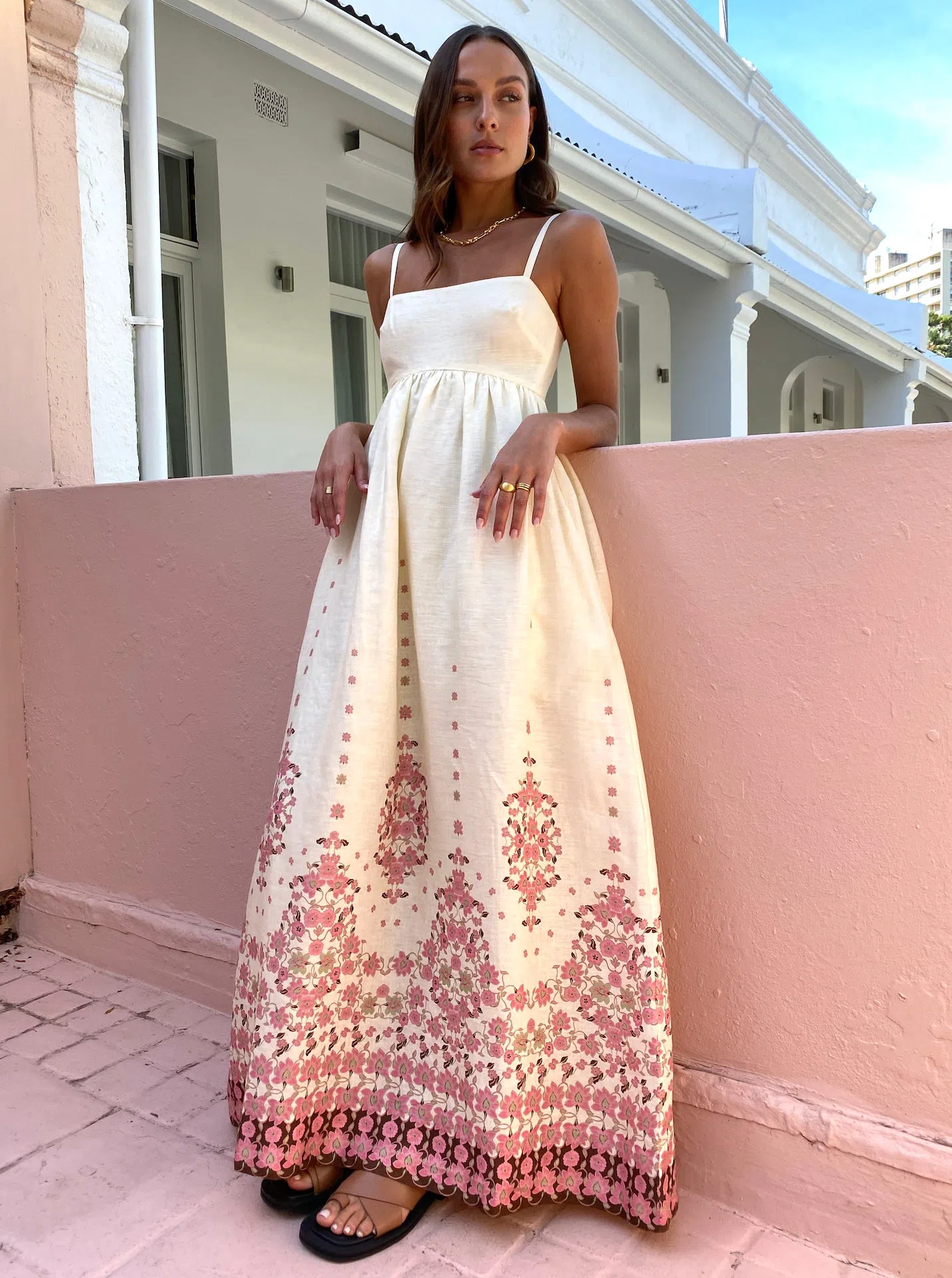 alba linen maxi dress The Alba Maxi Dress in Cornflower – Solace London main image 1