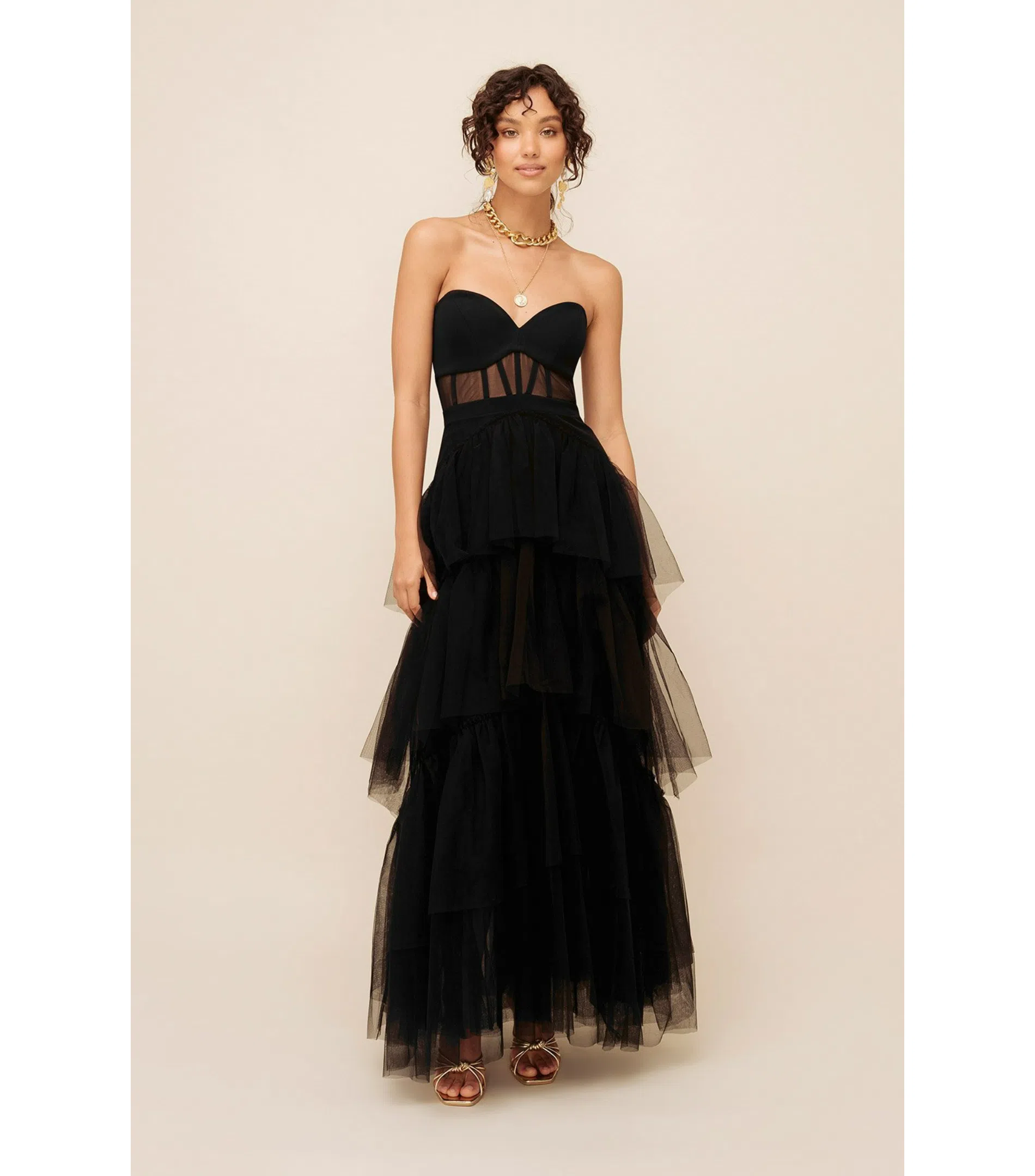 Sheike Cindy Mesh Tiered Dress Black Size AU 8 | The Volte