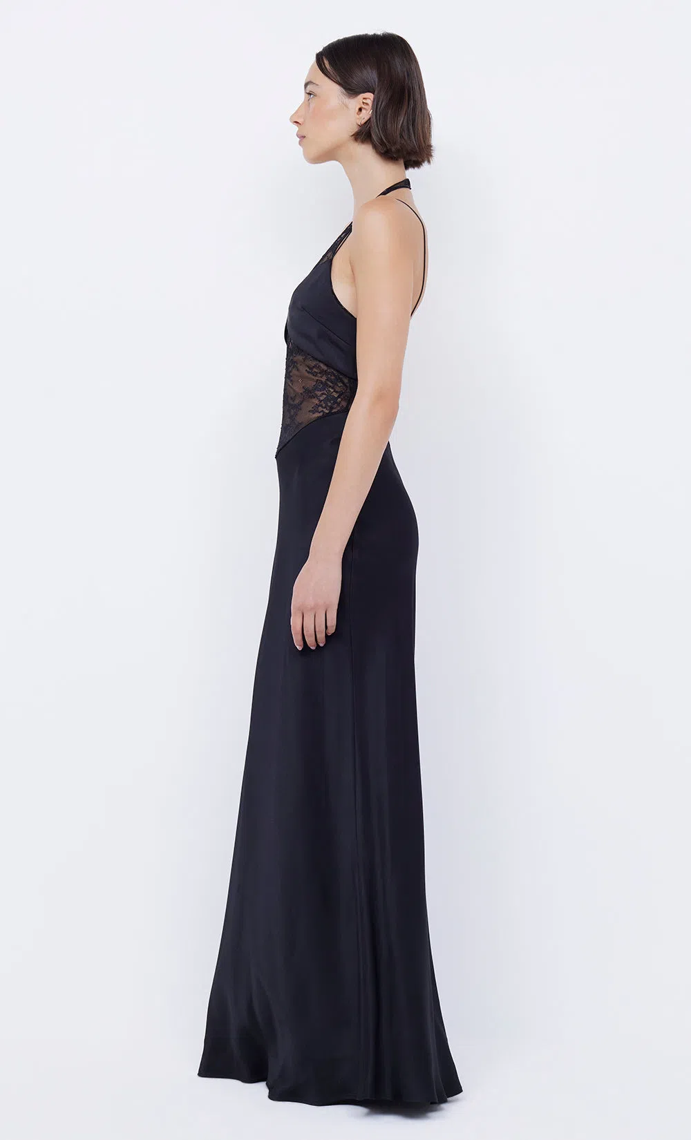 halter dress back Satin Tie Back Halter Column Dress missy / 6 / burgundy