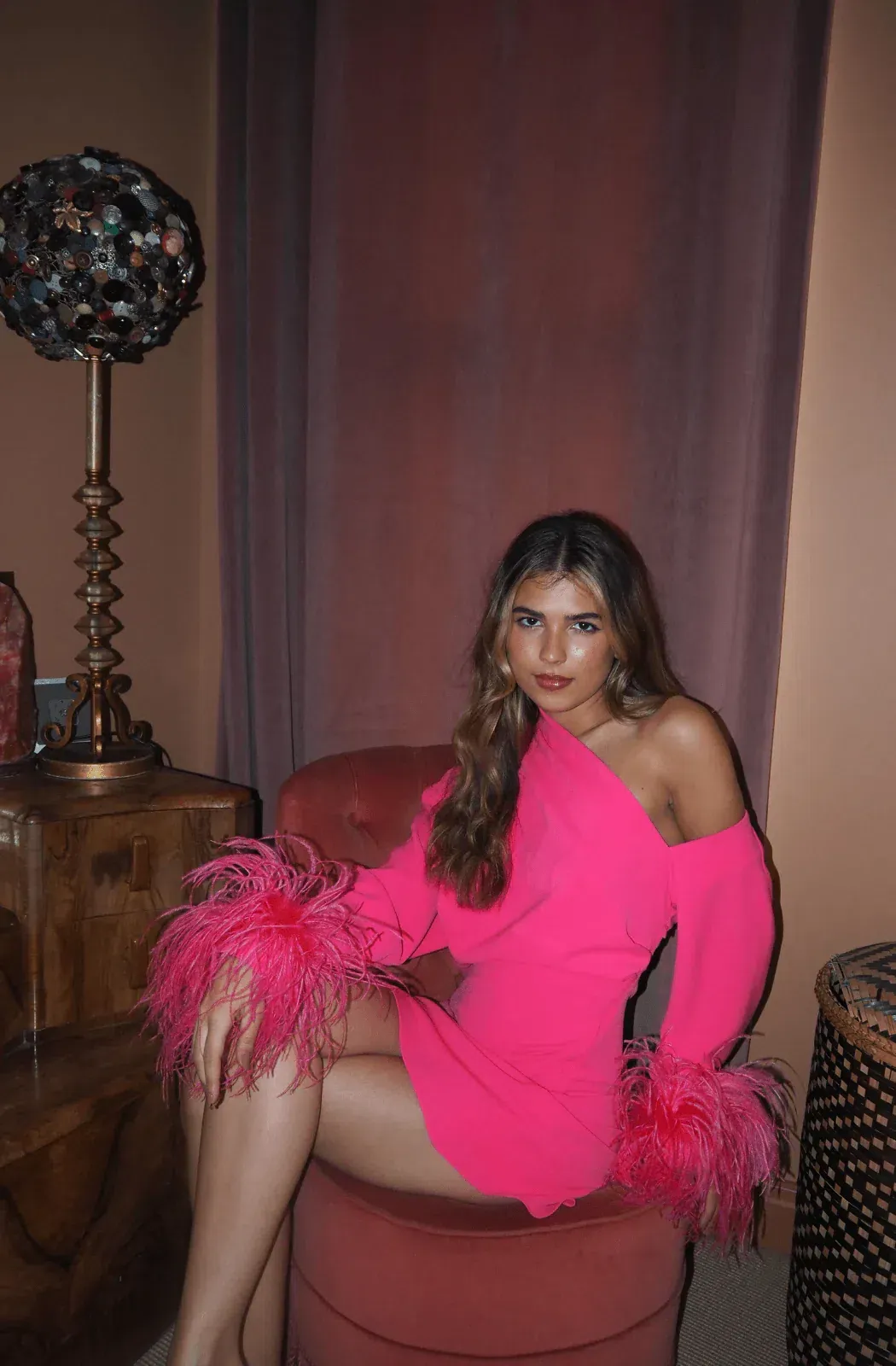 strapless open back dress Satin Flutter Sleeve Mermaid - Rosepink