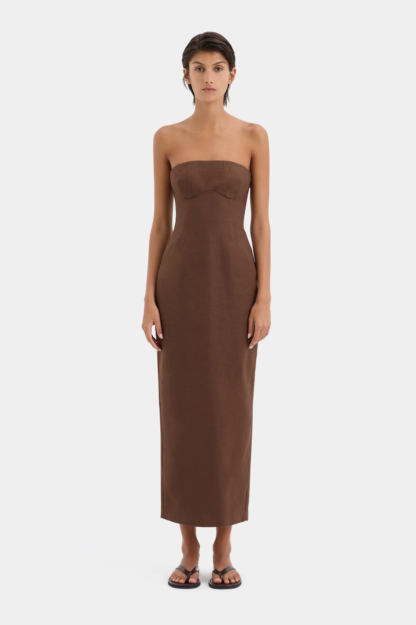 knee length dresses for ladies Sir The Label Evalita Twist Midi Dress main image 1