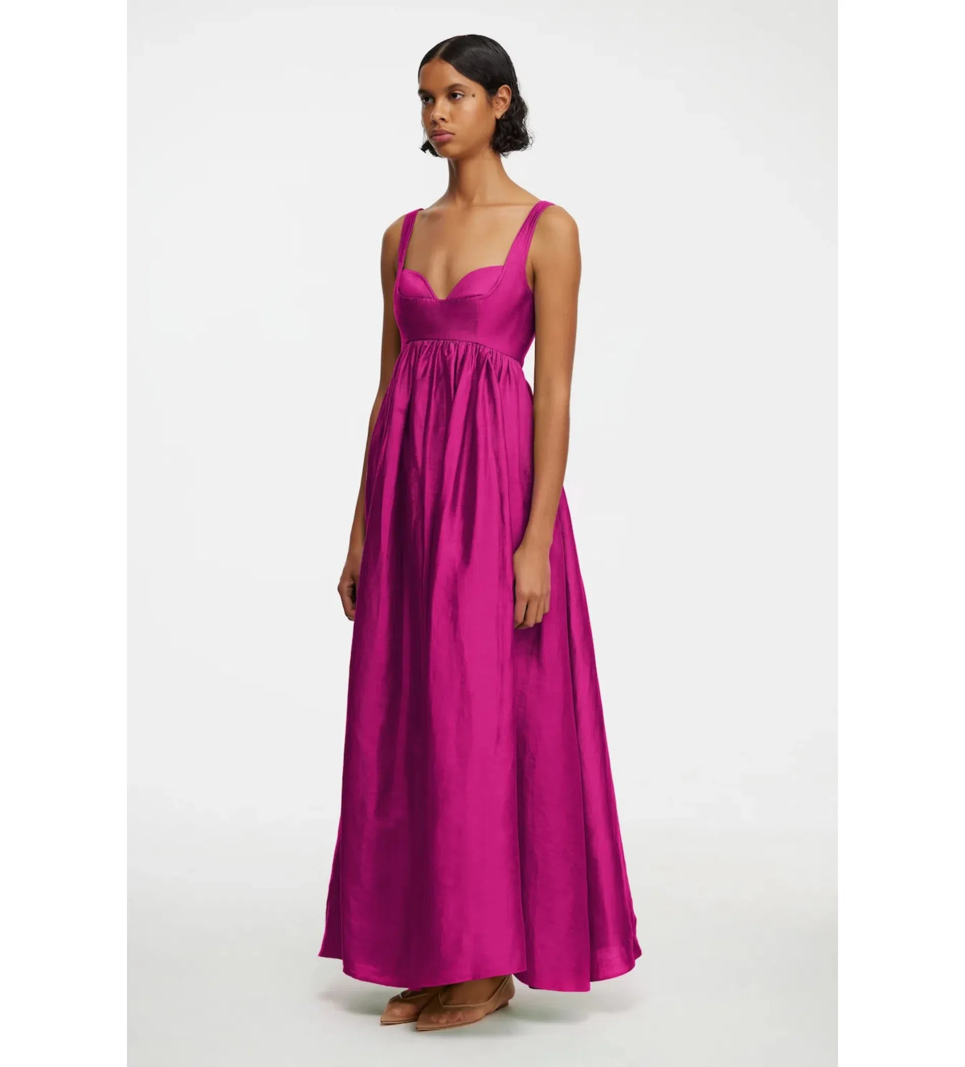 aqua lace trim midi dress AQUA Floral Lace Inset S/S Maxi w Smocked Waist AQUA / L