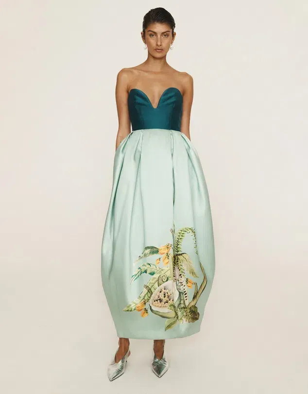 almais anita satin crepe midi dress ALMAIS Anita Satin Crepe Midi Dress in Green