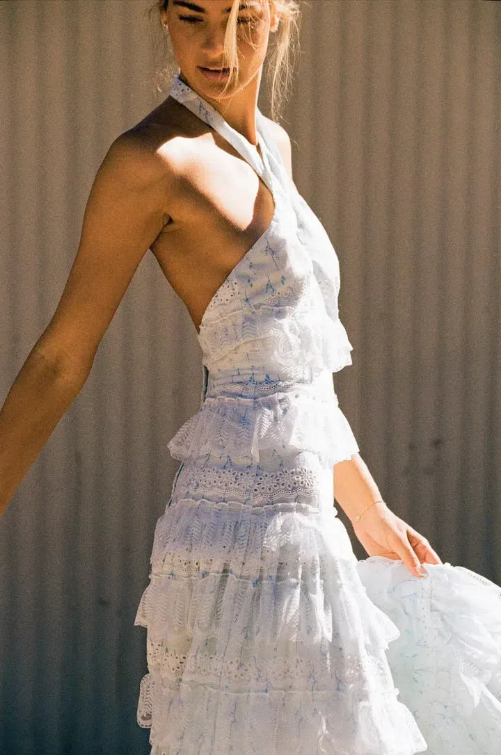 Anne Louise Boutique Lovette Halter Neck Dress White Size 14 | The Volte