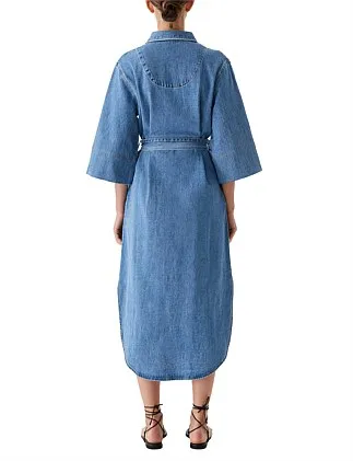 Aje Harper Midi Dress Denim Size 10/M | The Volte