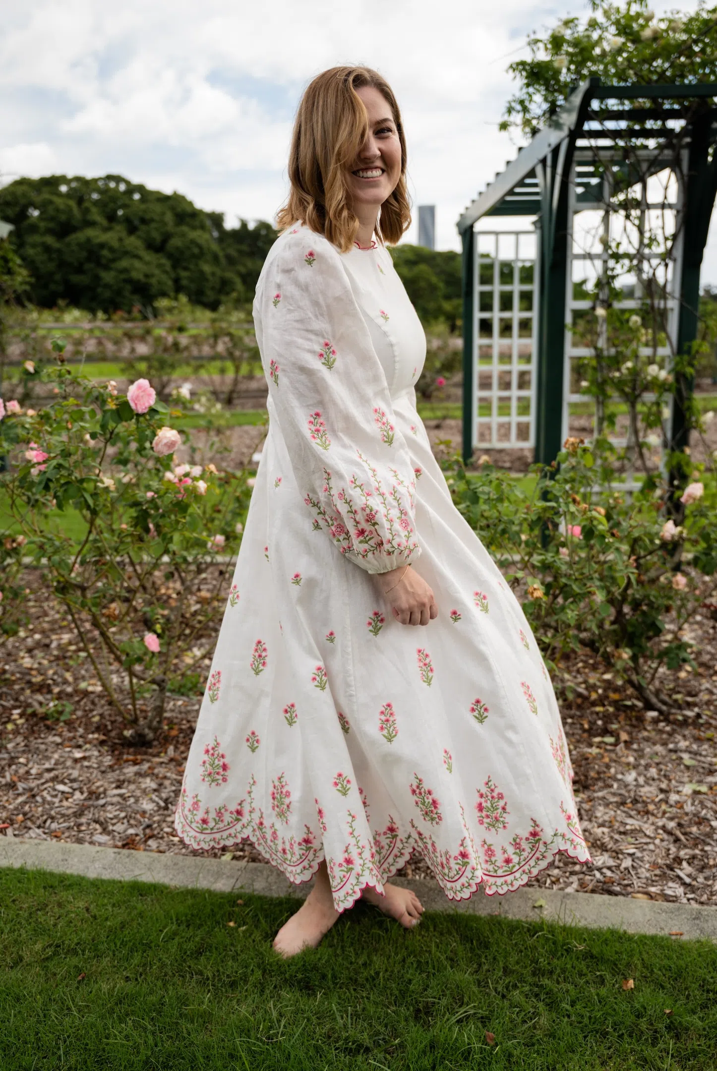 Zimmermann Poppy Floral-Embroidered Linen-Blend Midi Dress White Size 3/AU  14 | The Volte