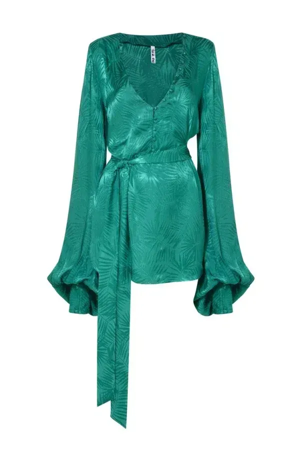 ganni green feather dress Rent Ganni Green Dress UK 12