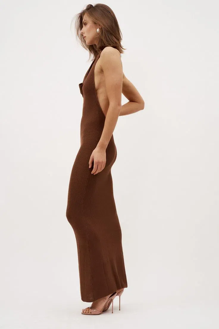 Dissh Mana Bitter Choc Linen Midi Dress Bitter Chocolate Size AU 10 | The Volte Dissh Mana Bitter Choc Linen Midi Dress Bitter Chocolate Size AU 10 | The Volte