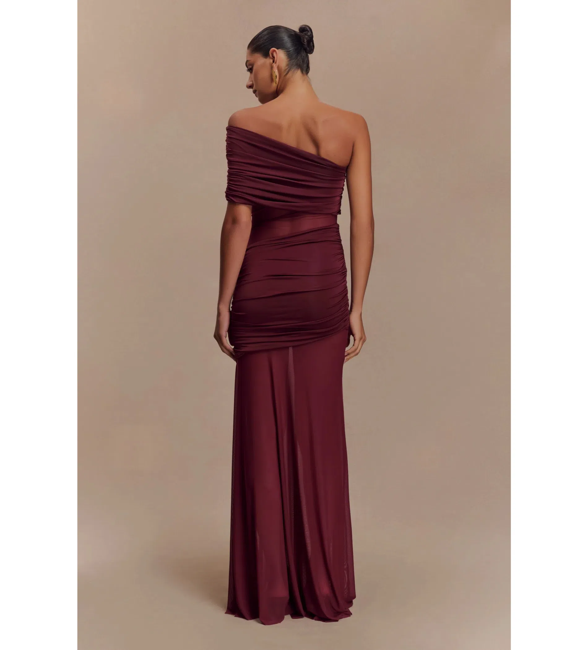 MESHKI Dallas One Shoulder Burgundy Size 8 | The Volte