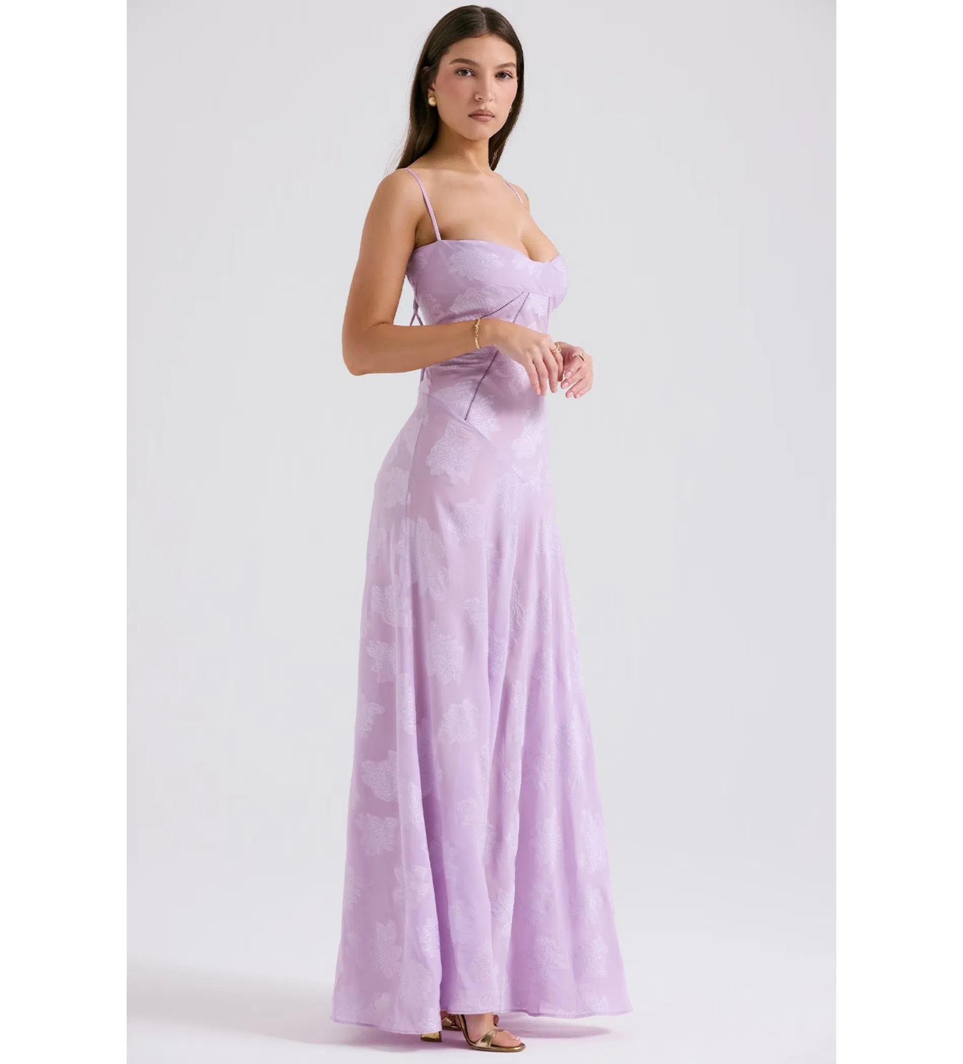 House of CB Seren Lace Back Maxi Dress Orchid Floral Size 8 | The Volte