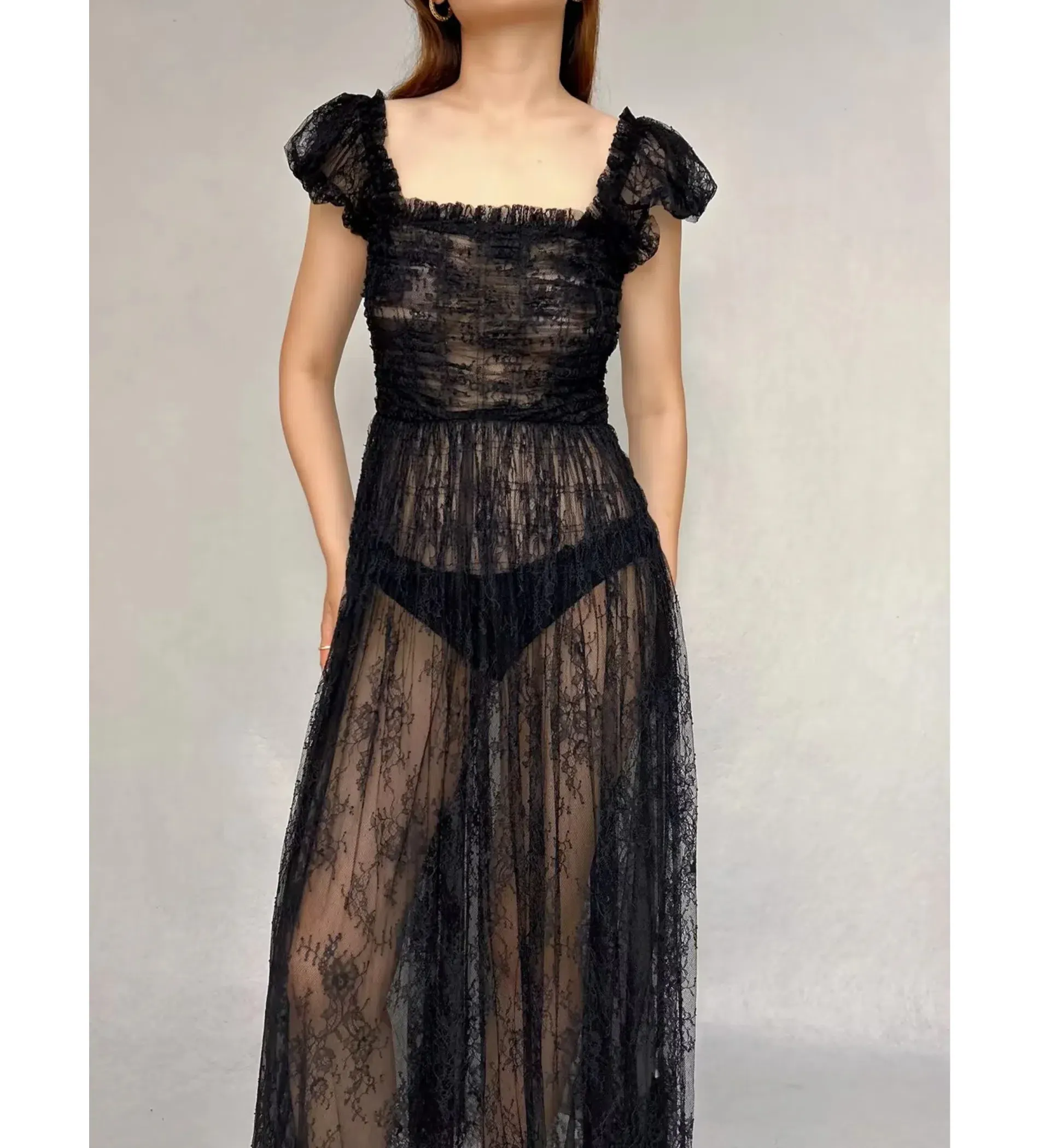 lace black cocktail dress Corseted 14 / NOIR Opal please add $25.00 Color:White/Pink Holly Asymmetric Dress Sewing