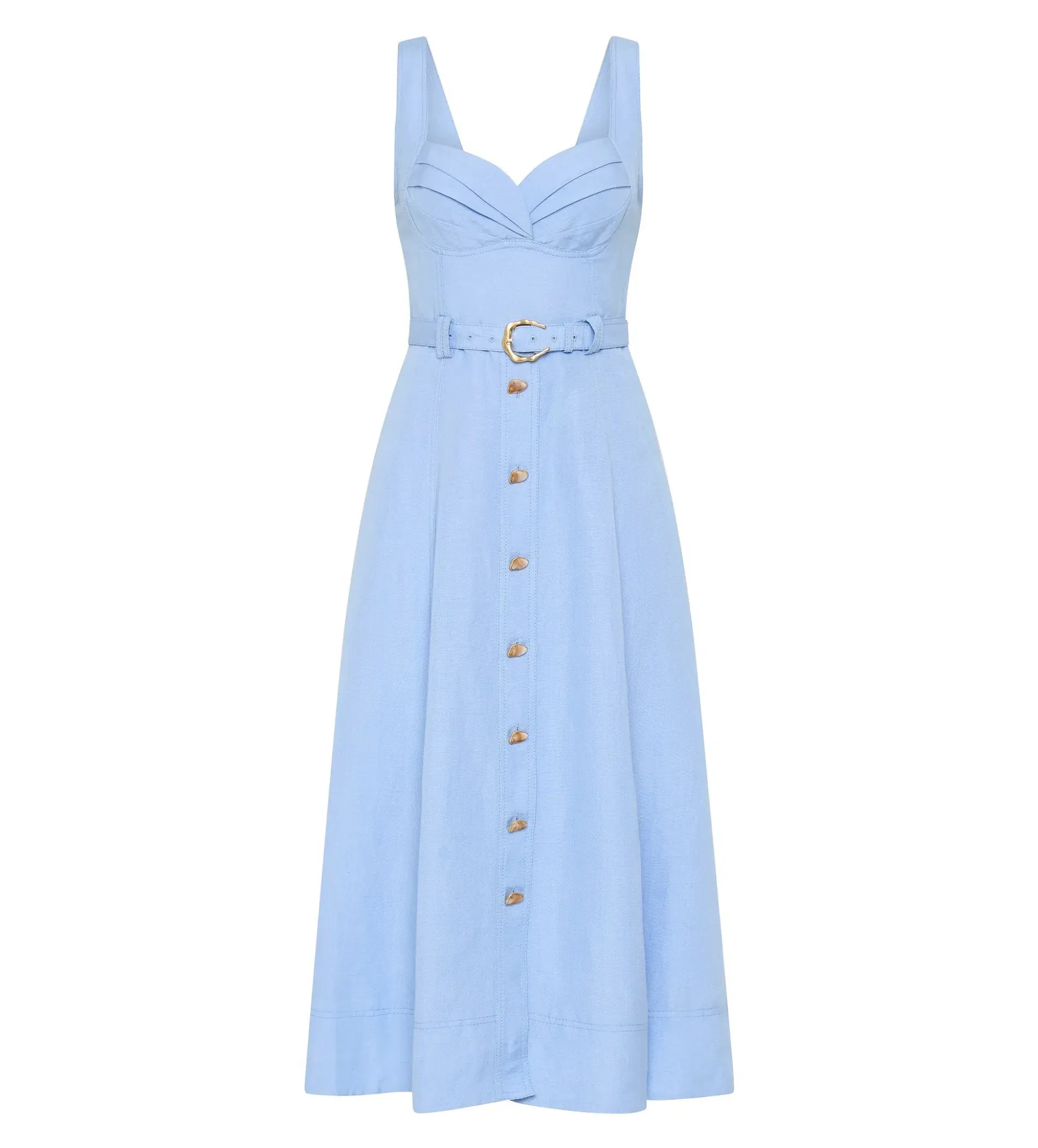 knee length dresses for ladies Primary Belted Midi Dress-IVORY / 4
