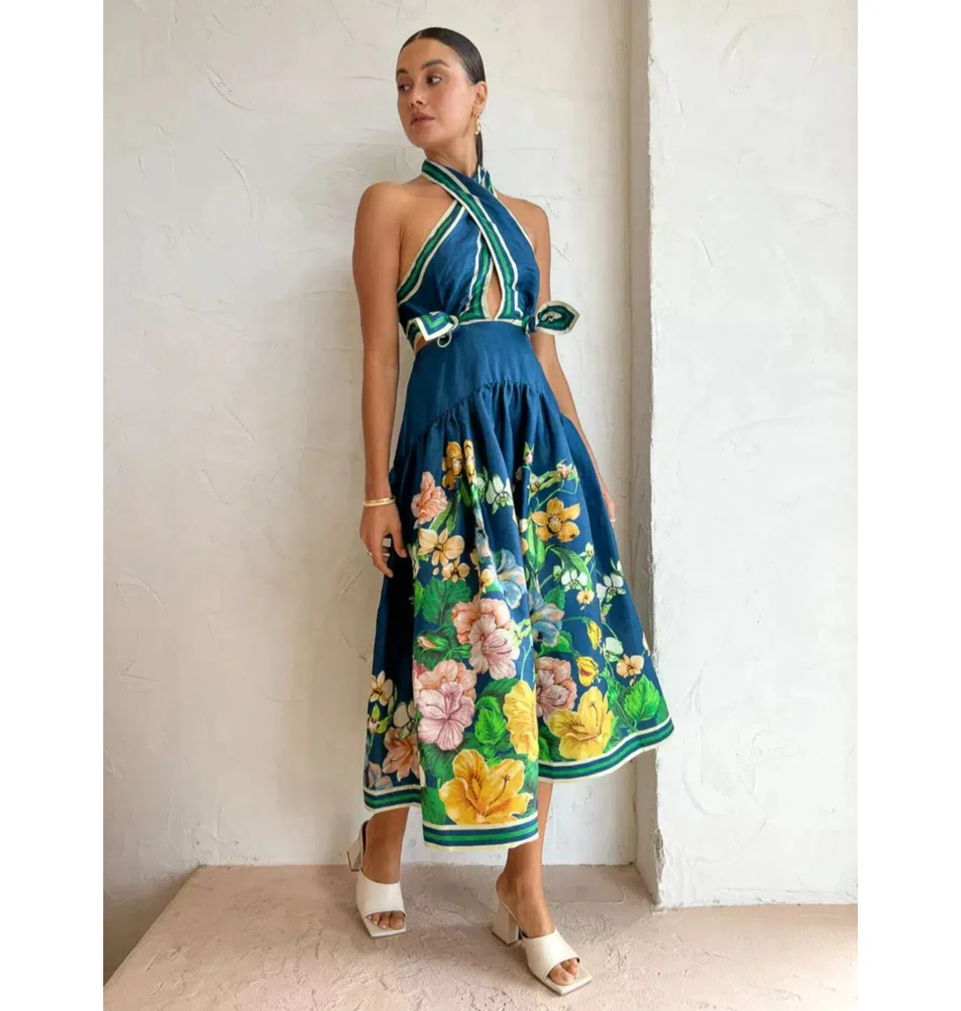 alemais lyla halter midi dress Alemais Lyla Halter Midi Dress Royal Blue Size AU 10