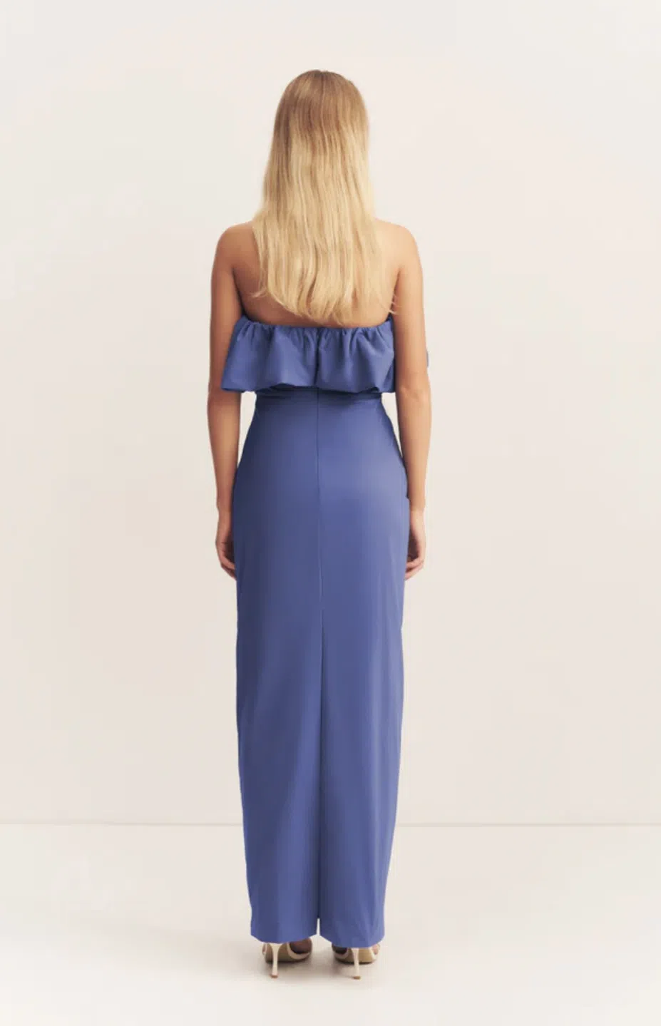 knee length dresses for ladies Odette Powder Blue Asymmetric-Neck Midi Dress With Scarf – Club L London