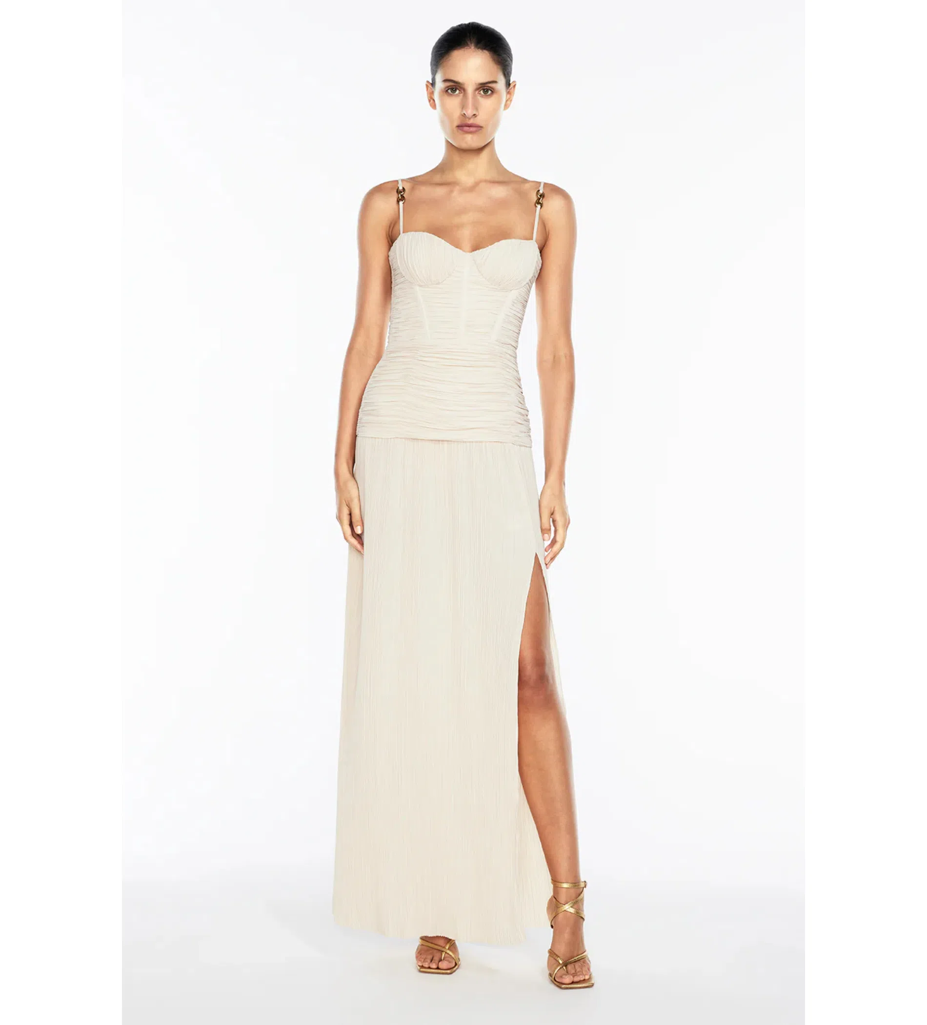 high neck mesh maxi dress Crystal-embellished mesh maxi dress with voluminous shoulders 34 (FR) / Black