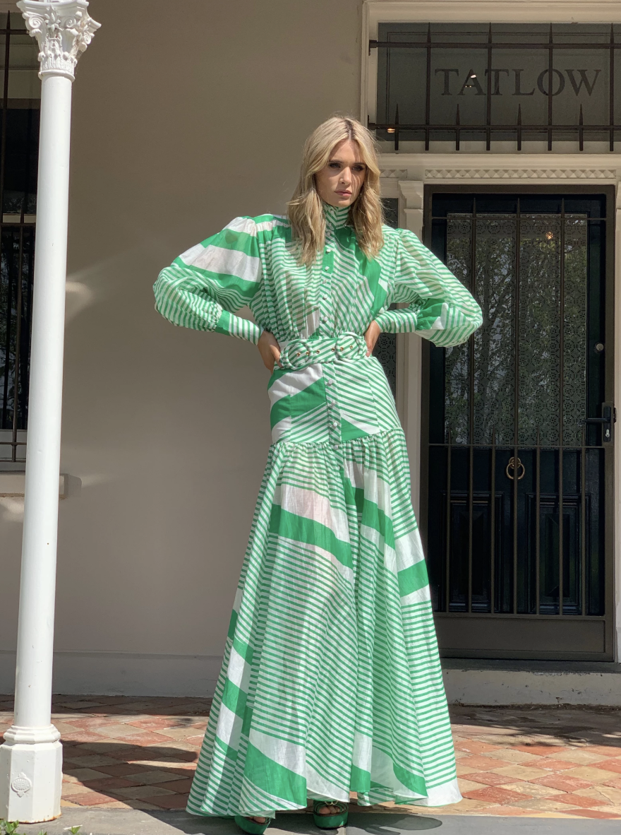 arcina ori green odessa dress ARCINA ORI - Odessa Dress XL | Luxury Designer Formal Gown | Elegant Green Floor-Length Dress main image 0