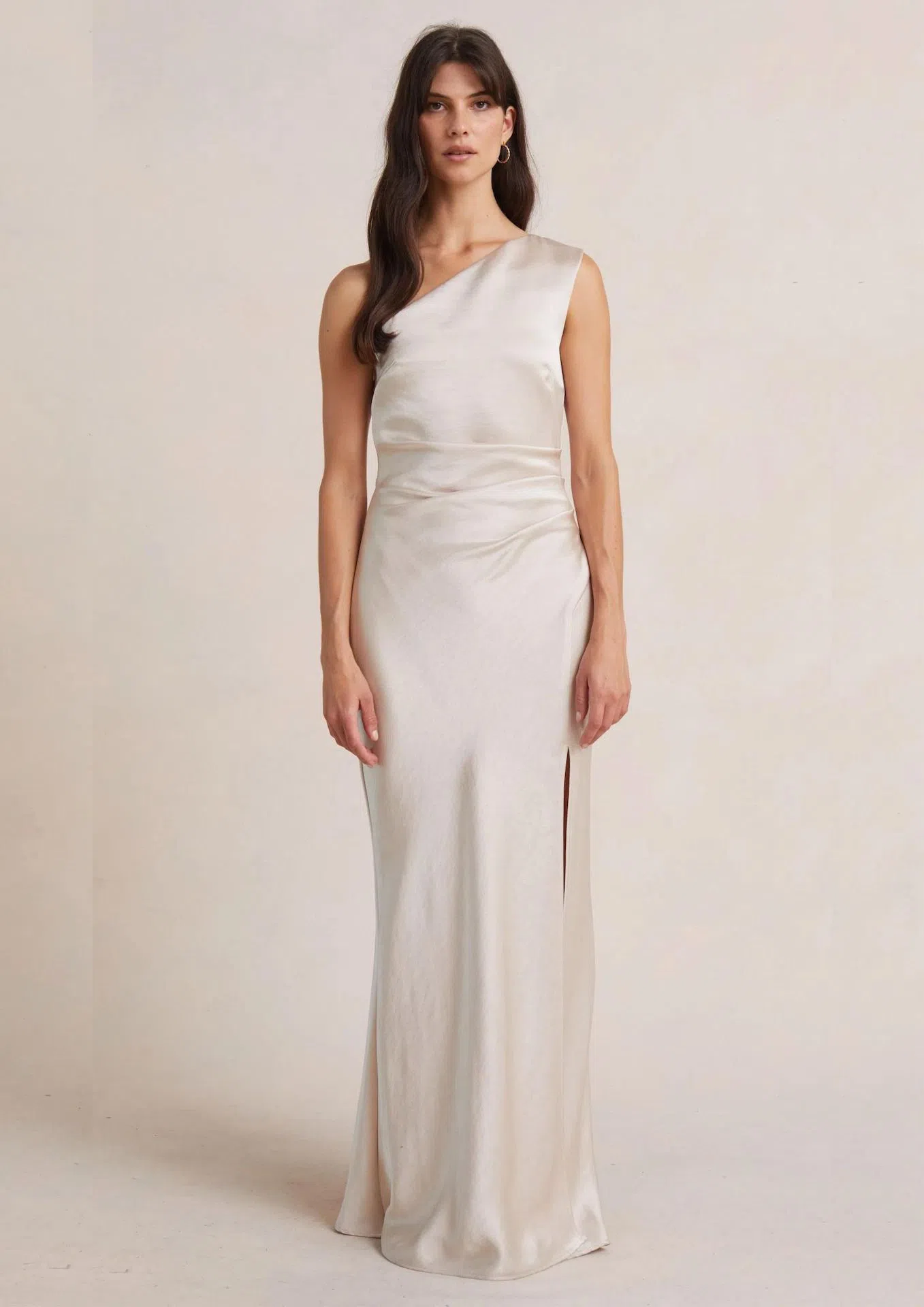 white christmas dresses Shona Joy - La Lune Corded Ruched Maxi Dress - Cream main image 0
