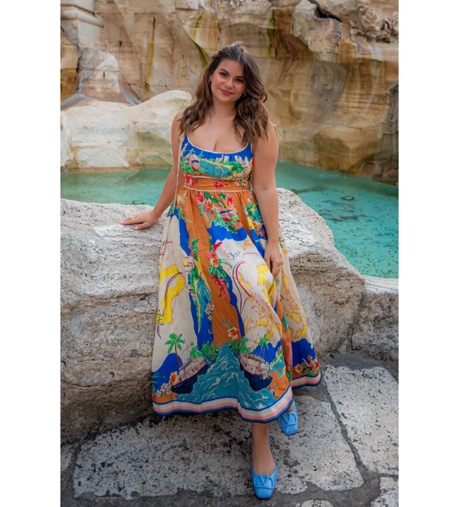 Zimmermann Alight Picnic Midi Dress Nautical Map Size 4 / AU 16 | The Volte