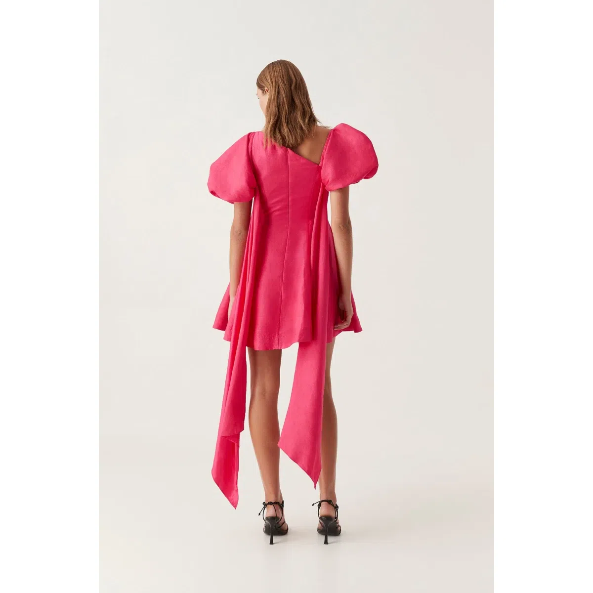 Shona Joy Luxe Twist Front Balloon Sleeve Midi Dress Dusty Pink