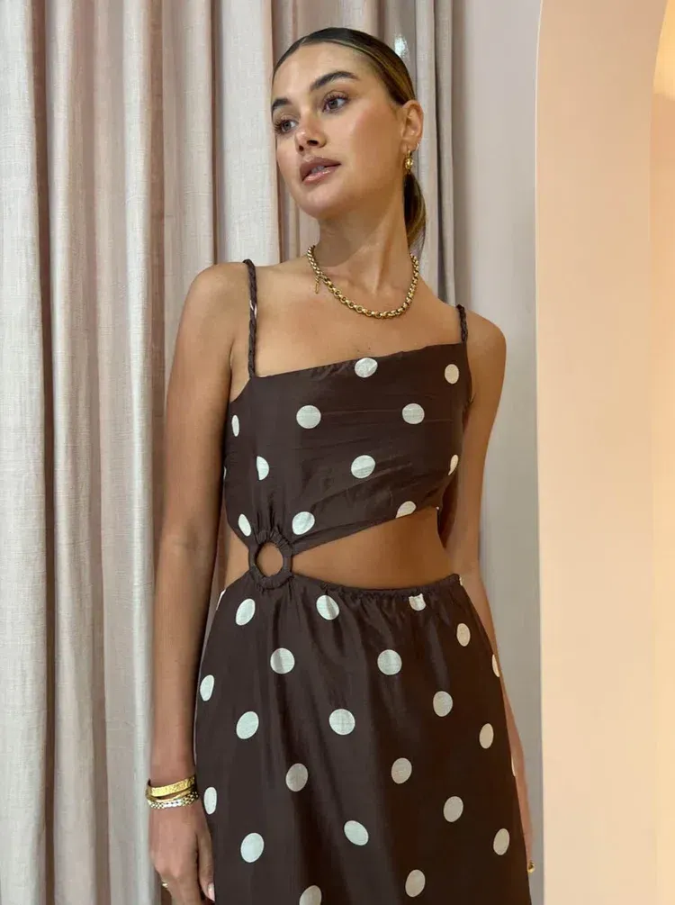 sir the label vivi asymmetrical cut out dress Aria Halter Neck Ruffle Maxi Dress