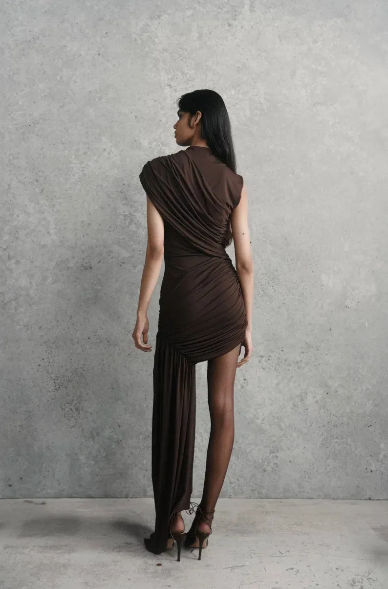 anthropology de la vali ravenna draped jersey mini dress Ravenna draped jersey minidress in green - De La Vali