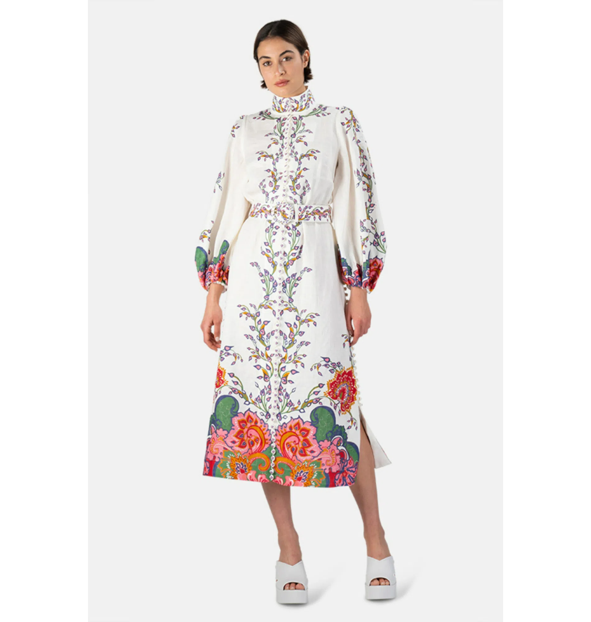 Zimmermann The High Tide Midi Shirt Dress in Odyssey Print Size 0 / AU 8 |  The Volte
