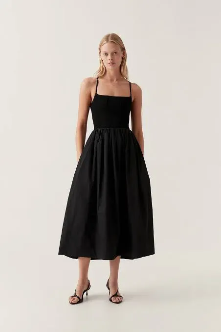 aje danica tie back midi dress Danica Tie Back Midi Dress | Ivory