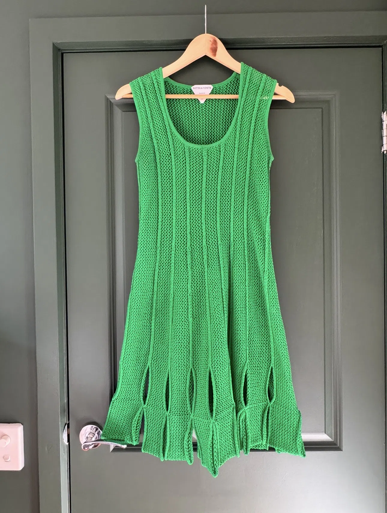 Bottega Veneta Mesh Knit Mini Dress in Bottega Green Size 12 | The Volte