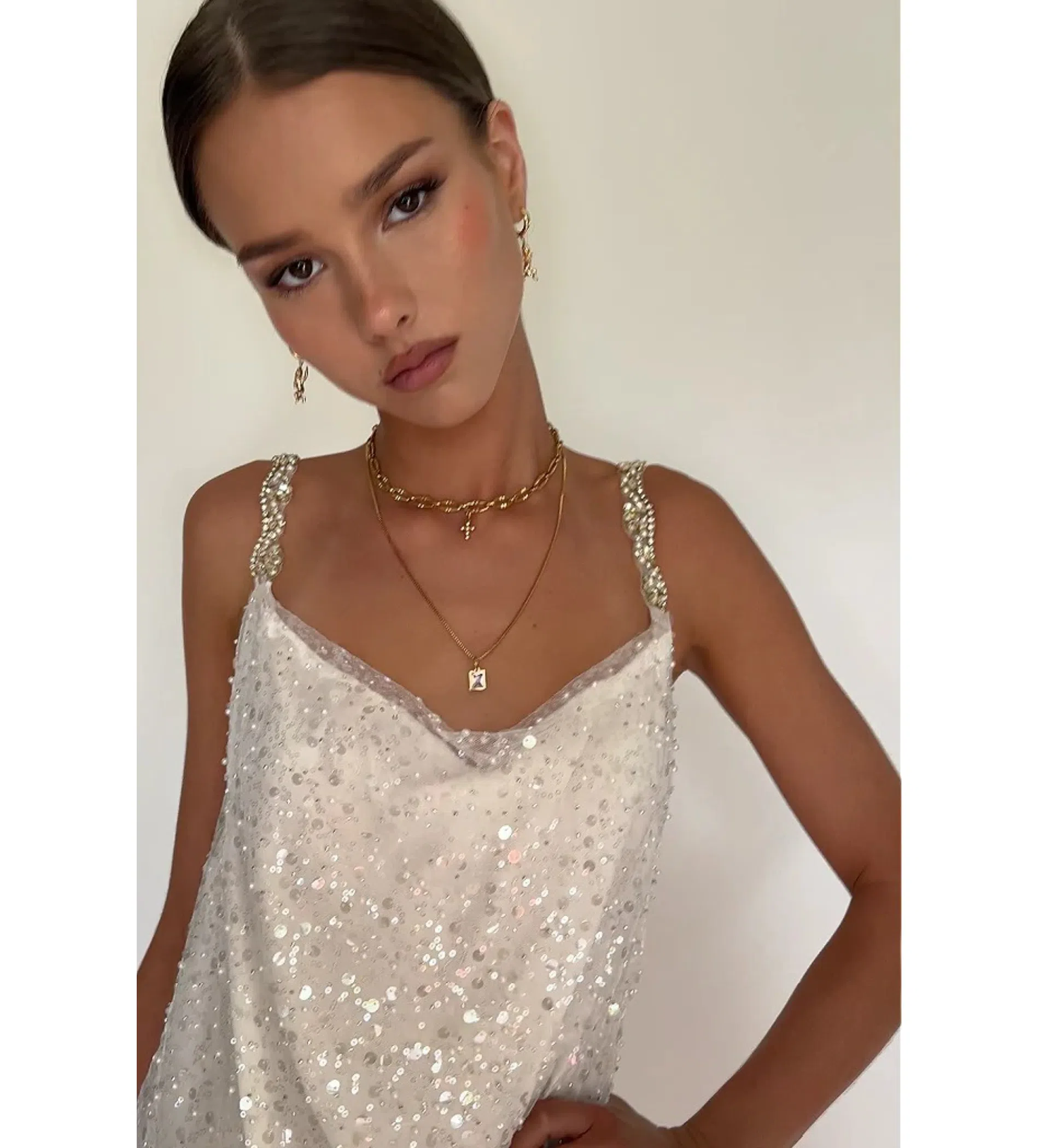 Sisters the Label Sofia Mini Dress Embellished Pearl Silk One Size | The  Volte