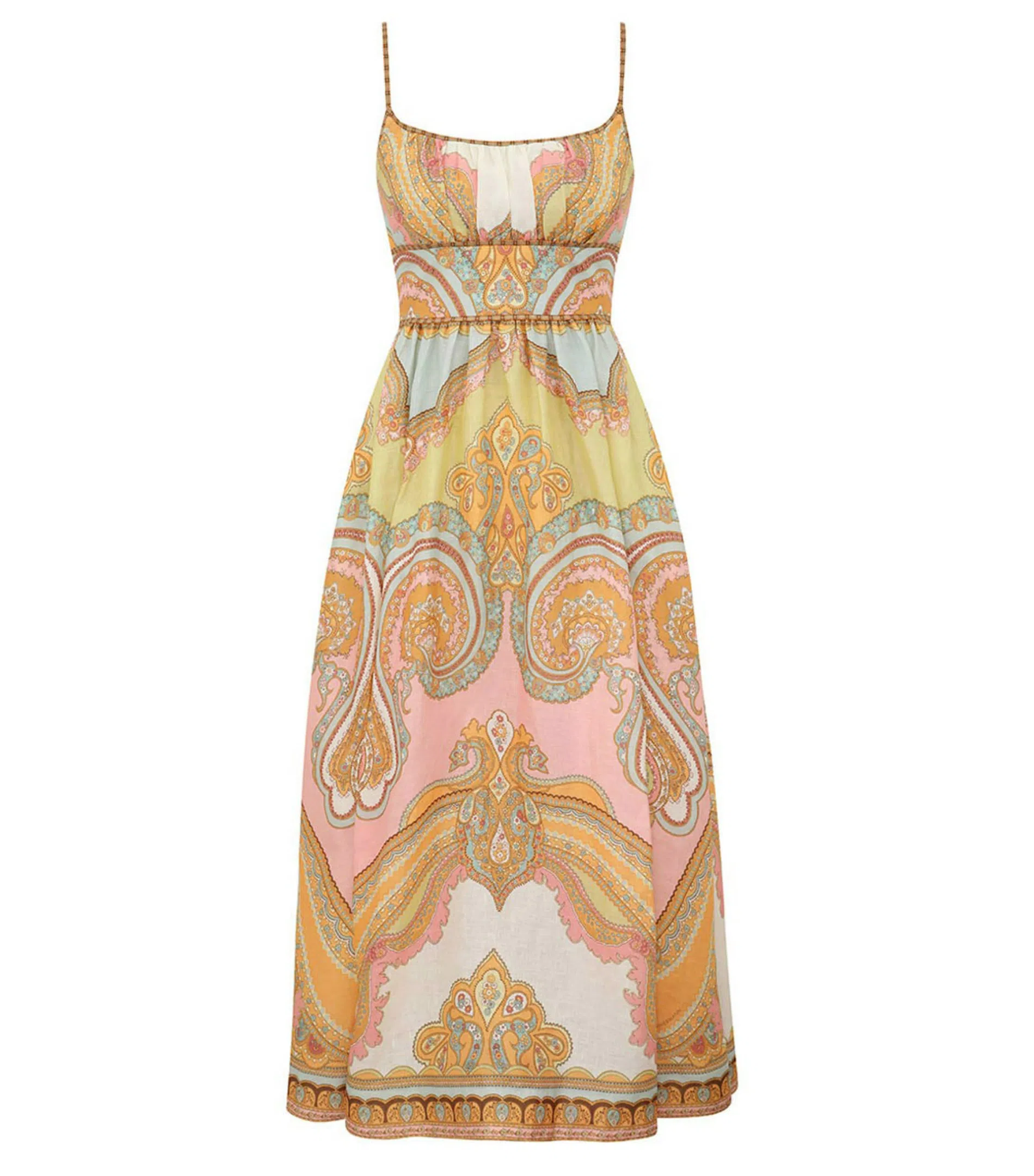 Zimmermann Anneke Cutout Paisley Linen Maxi Dress Orange Print Size 2 / AU  12 | The Volte