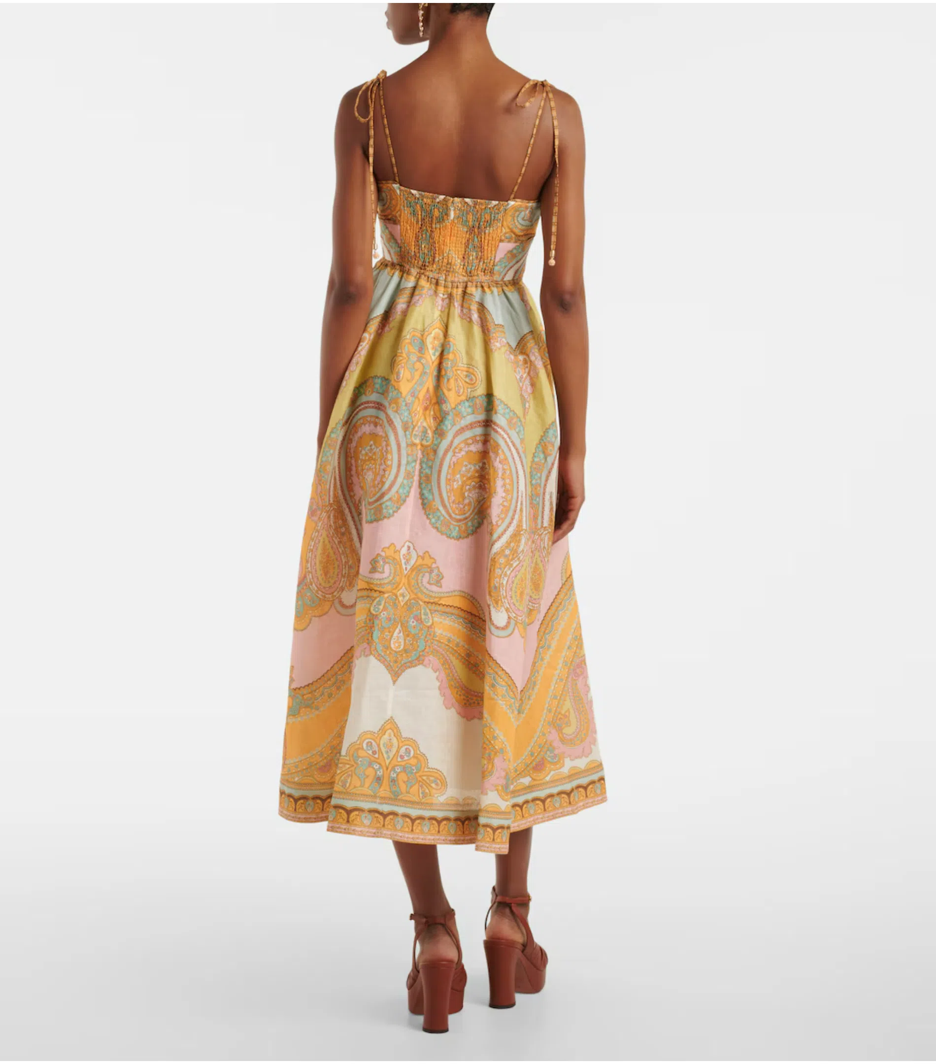 Zimmermann Anneke Cutout Paisley Linen Maxi Dress Orange Print Size 2 / AU  12 | The Volte