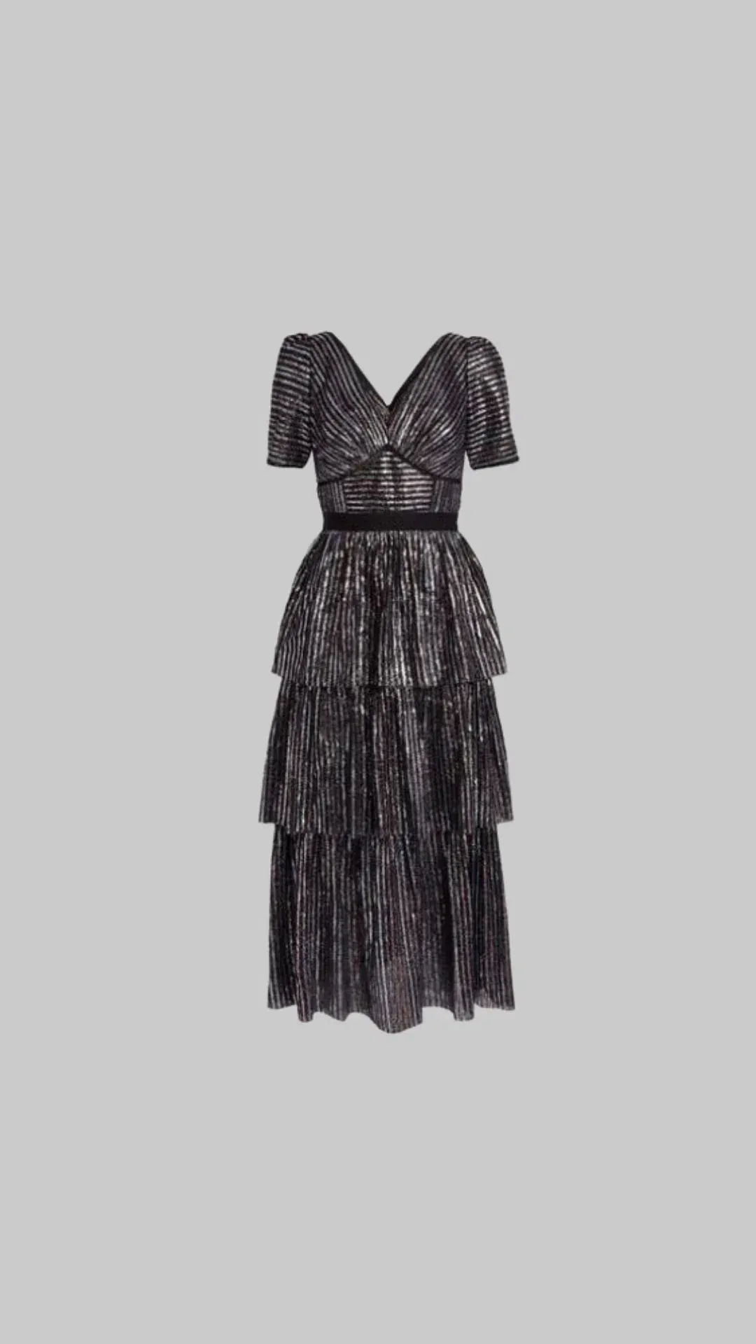 self portrait tiered striped sequin midi dress Pink Sequin Embellished Tiered Midi Dress  self-portrait-US