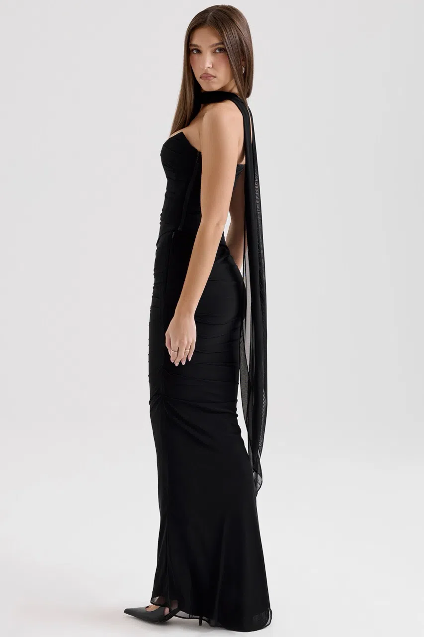 sachin and babi light blue dress Hallie' Cabernet Strapless Corset with Neck Scarf