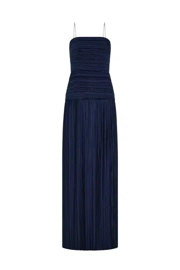 Sandro - Knit and Denim Midi Dress - Navy | The Volte