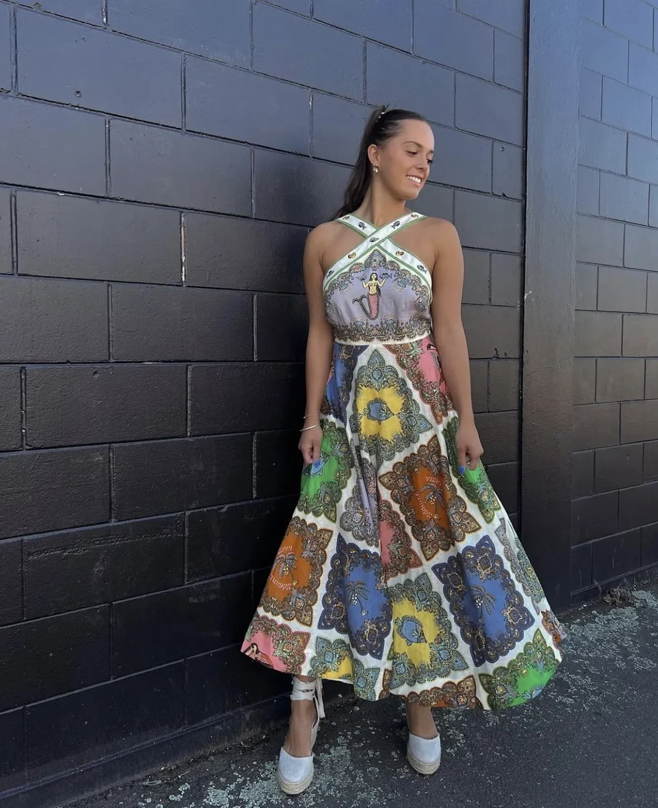 Alemais Trippy Troppo Halter Midi Multi Dress Size 8 | The Volte