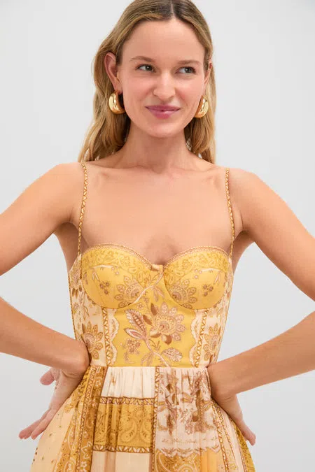 Zimmermann Lucky Corset Midi Dress Mustard Size 10 | The Volte