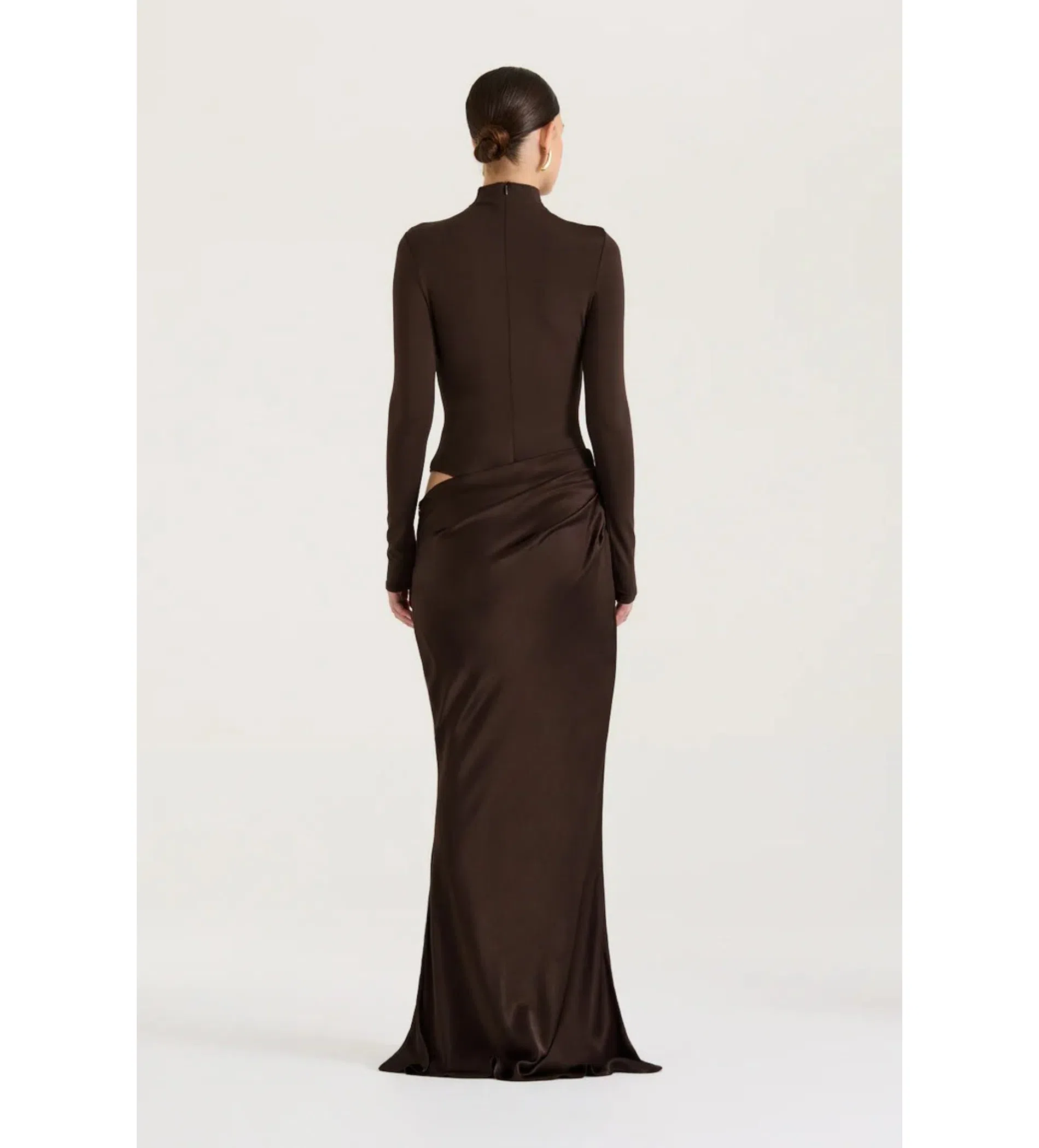 Henne Soraia Long Sleeve Maxi Dress Chocolate Size S AU 8 | The Volte