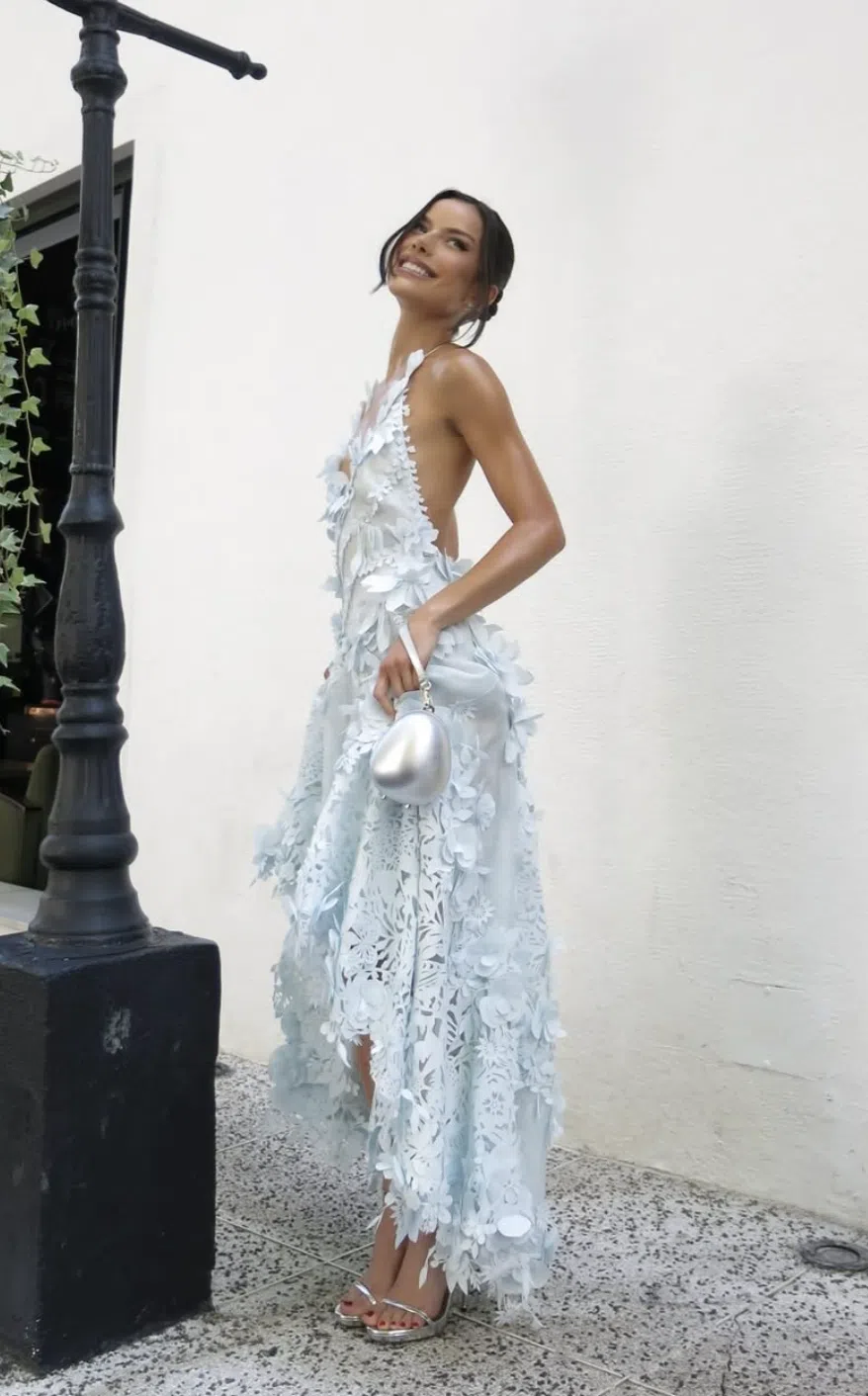 Zimmermann Natura Lasercut Halter Dress Ice Blue Size 0 / AU 8 | The Volte