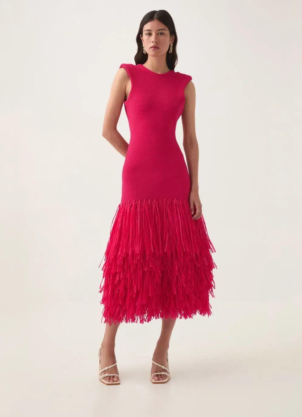 rushes knit midi dress Aje Raffia COO:CHINA