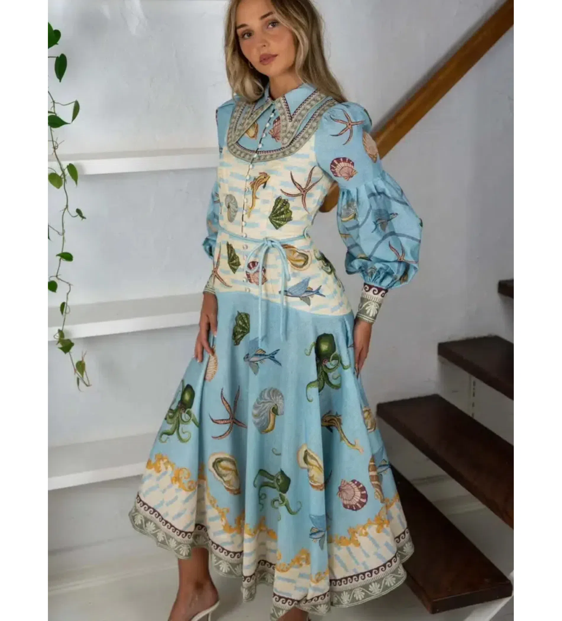 Alemais Bath House Shirt Midi Dress Print Size 16 | The Volte