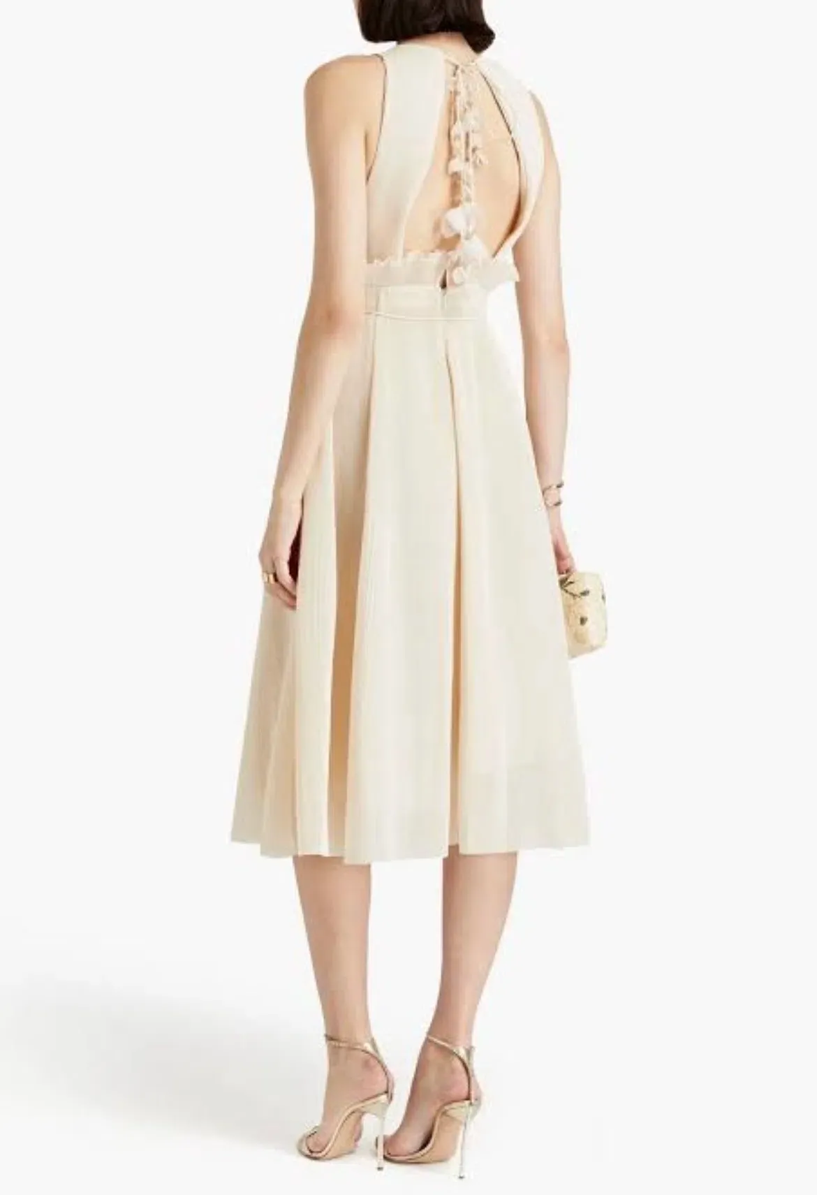 open lace back dress Cream Songbird Luna Buttoned Picnic Dress main image 0