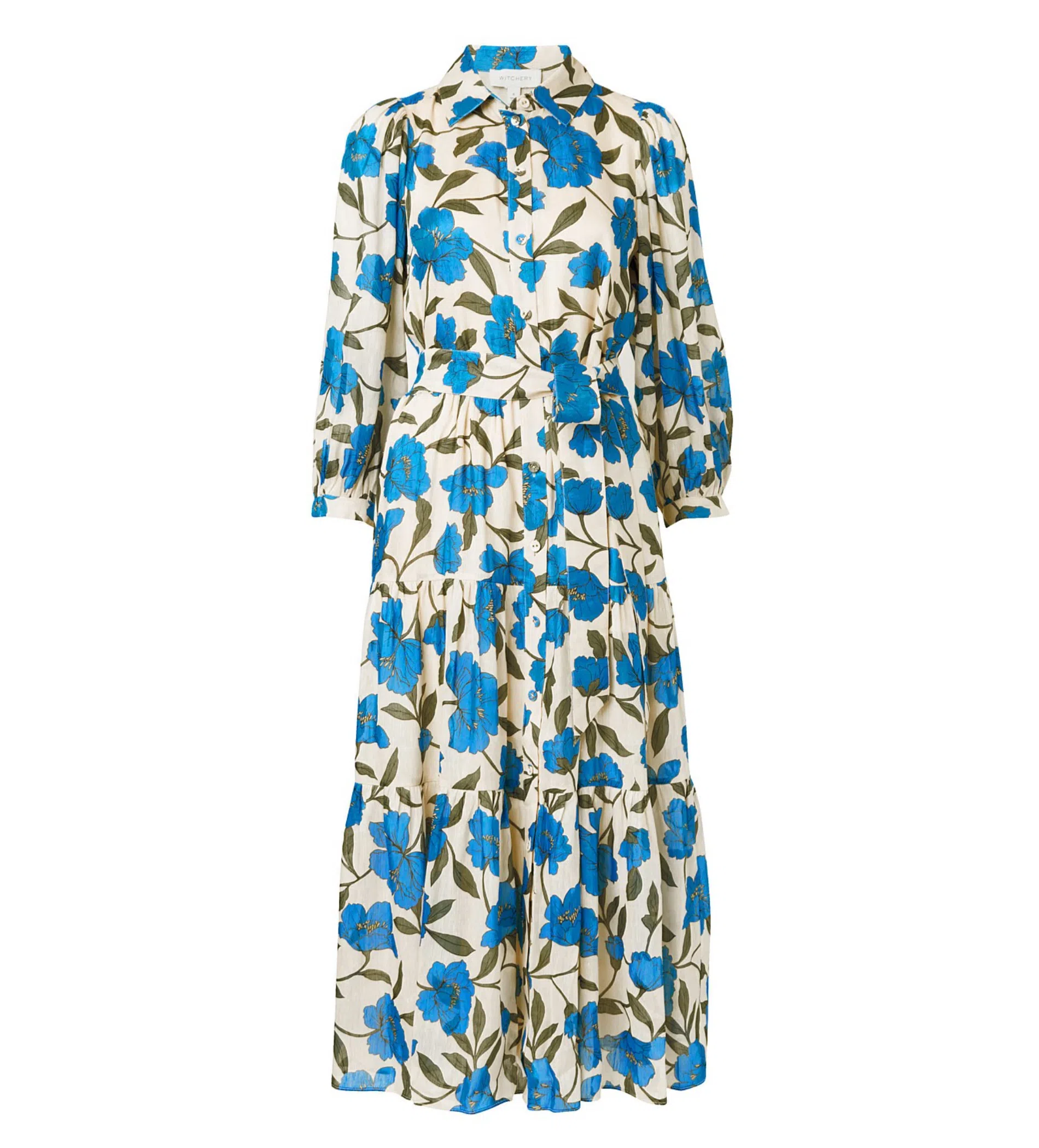 Witchery Blue Violet Silk Linen Shirt Midi Dress Lapis Size 8 | The Volte Witchery Blue Violet Silk Linen Shirt Midi Dress Lapis Size 8 | The Volte