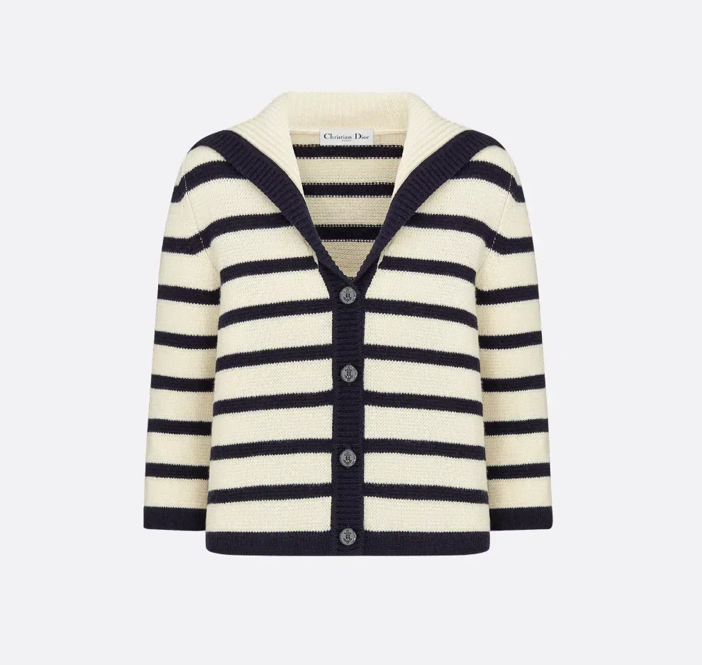 Dior Marinière カーディガン アイボリー・ネイビー34 Dior Marinière Cardigan Size 8 | The Volte