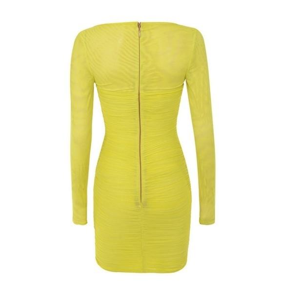 Bodycon Dresses House Of Cb Neon Yellow Dress Neon Ruched Bodycon
