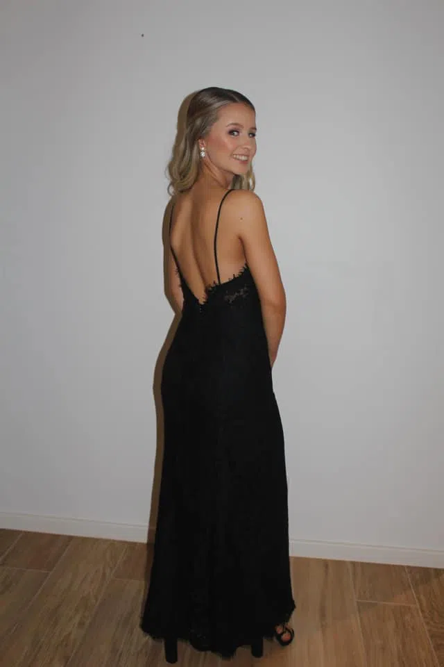 Fame and Partners Everett Lace Maxi Dress Black Size 6 | The Volte