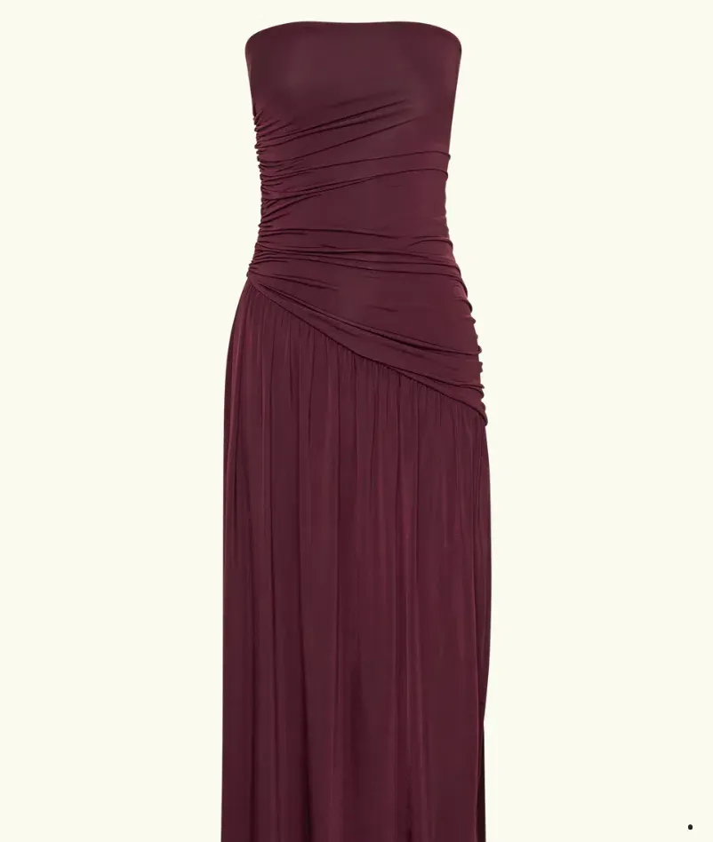 chinese dress ladies Bex Strapless Slinky Maxi Dress with Split / Pale Pink | Meshki