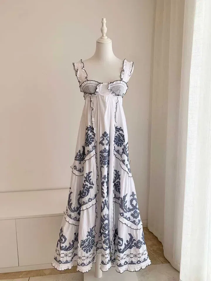 Alemais Hazel smocked embroidered midi dress size 14 | The Volte Alemais Hazel smocked embroidered midi dress size 14 | The Volte