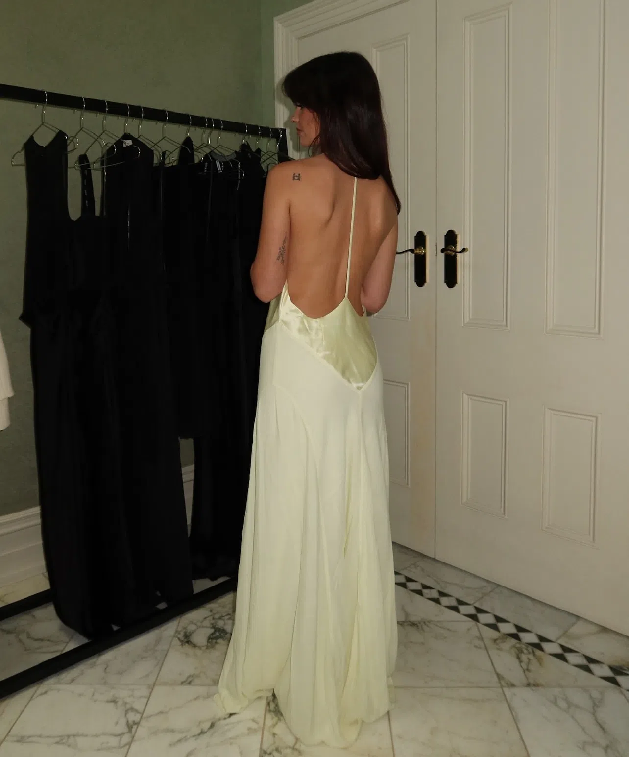 green emerald velvet dress Pleated Gold Coast Plunge Neck Mini Dress